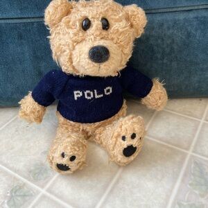 Polo by Ralph Lauren Tan Teddy Bear with Navy Spell Out Sweater